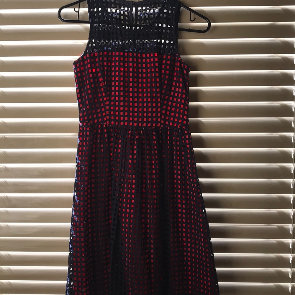 Red and navy dress
